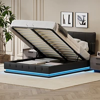 Streamdale Furniture Hydraulic Storage Platform Bed with Rgb Led