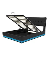 Streamdale Furniture Hydraulic Storage Platform Bed with Rgb Led