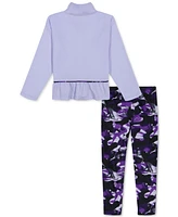 Under Amour Toddler & Little Girls 2-Pc. Full-Zip Peplum Sweatshirt Printed Leggings Set