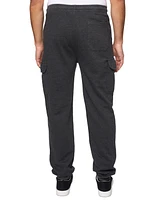 Lazer Men's Relaxed Fit Drawstring Burnout Fleece Cargo Jogger Pants