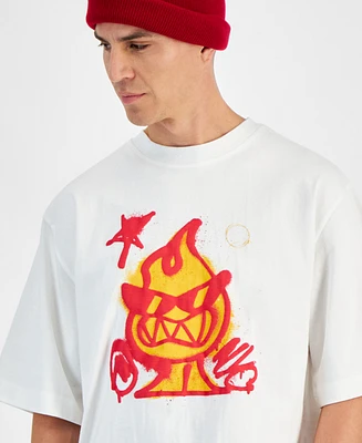 Mode of One Men's Flame Relaxed-Fit Graphic T-Shirt, Created for Macy's