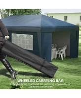 10' x 19.5' Pop Up Canopy, Sidewalls, Height-Adjustable Party Tent