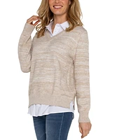 Liverpool Los Angeles Women's Layered-Look Sweater