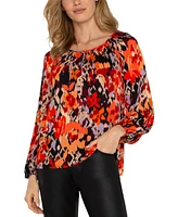 Liverpool Los Angeles Women's Floral-Print Scoop-Neck Top