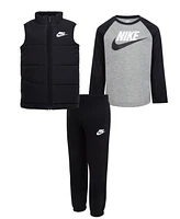 Nike Little Boys 3-Piece Solid Vest, Long Sleeve Tee and Pants Set