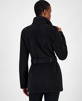 Bcx Juniors' Micro-Fleece Double-Breasted Belted Coat