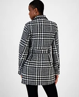 Bcx Juniors' Houndstooth Double-Breasted Belted Coat