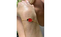 Rivka Friedman Enamel Lady Bug Charm Bracelet