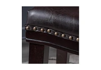 26" Saddle Counter Stool with Nailhead Trim (Set of 2), Dark Brown
