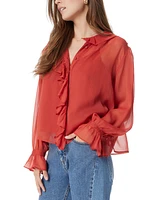 Sam Edelman Women's Ruffle-Trim Button-Front Blouse