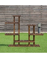 Givimo 6 Tier Wooden Shelf Storage Plant Rack Stand