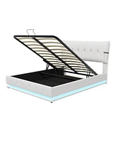 Streamdale Furniture Hydraulic Storage Platform Bed with Rgb Led Light