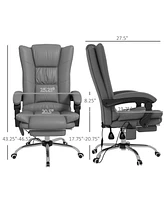 Vibration Massage Office Chair with Heat, Footrest, Gray