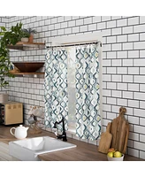 Barker Geometric Semi-Sheer Rod Pocket Kitchen Curtain Valance and Tiers Set