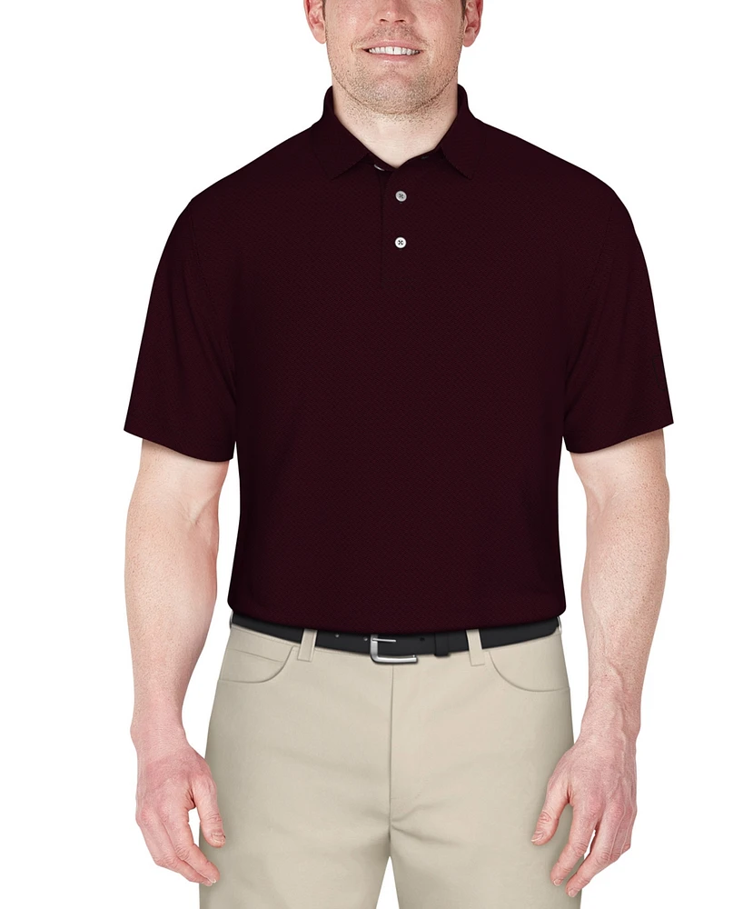 Pga Tour Men's Short Sleeve Herringbone Performance Polo Shirt