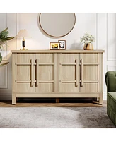 Tribesigns Sideboard Buffet Cabinet with Storage, 55" Farmhouse Sideboard Cabinet with 4 Doors and Adjustable Shelves, Wood Coffee Bar Cabinet Console