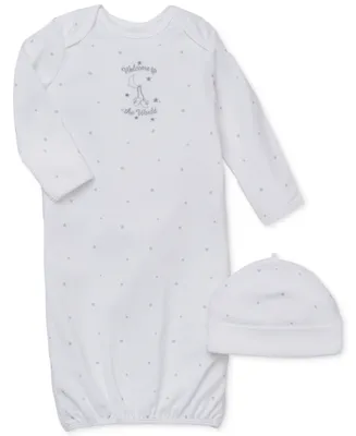 Little Me Baby Boys or Baby Girls Welcome To The World Gown and Hat, 2 Piece Set