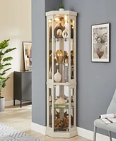 Simplie Fun Lighted Corner Curio Cabinet for Display and Storage
