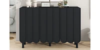 Streamdale Furniture Black Cream Style Minimalist Shoe Cabinet with Wave Doors