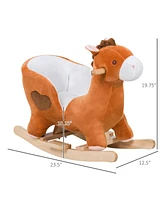 Streamdale Furniture Plush Animal Rocking Horse: Wooden Rocker with Songs