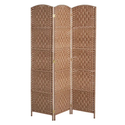 Simplie Fun 6' Tall Wicker Weave 3 Panel Room Divider Privacy Screen - Natural