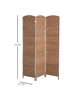 Streamdale Furniture 6' Tall Wicker Weave 3 Panel Room Divider Privacy Screen - Natural