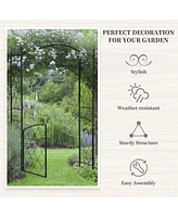 Streamdale Furniture 85" Metal Arch Trellis with Gate for Gardens