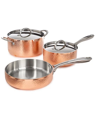 BergHOFF Vintage 5pc Tri-Ply Copper Cookware Set with Lids, Hammered