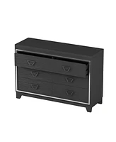 Simplie Fun Elegant 6-Drawer Dresser with Metal Handle and Decor