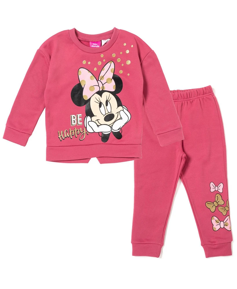 Disney Girls Minnie Mouse Fleece Sweatshirt and Pants Outfit Set Newborn to (Newborn - 14-16)