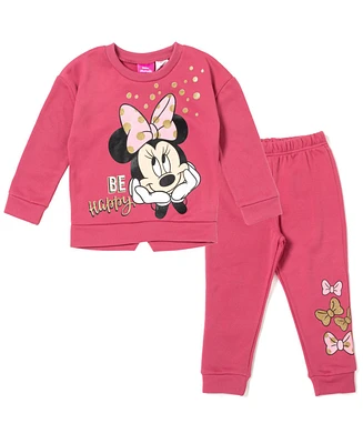 Disney Girls Minnie Mouse Fleece Sweatshirt and Pants Outfit Set Newborn to (Newborn - 14-16)