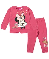 Disney Girls Minnie Mouse Fleece Sweatshirt and Pants Outfit Set Newborn to (Newborn - 14-16)