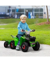 Simplie Fun Kids Electric Quad with Trailer and Wear-Resistant Wheels