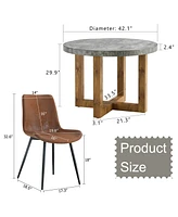 Streamdale Furniture Modern Circular Dining Table with Brown Cushioned Chairs