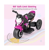 Vebreda Kids Ride-on Motorcycle 6V Battery Powered Motorbike with Detachable Training Wheels-Pink