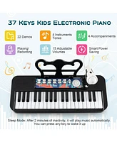 Vebreda Kids Piano Keyboard 37-Key Toy with Microphone for 3+ Kids-Pink