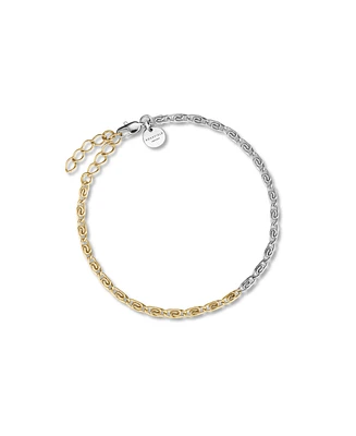 Rosefield Two Tone Swirl Bracelet In 14K Yellow Gold And Rhodium Plated Stainless Steel