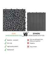 Simplie Fun 12" Black Interlocking Deck Tiles, Pebble Stone Pattern (12-Pack