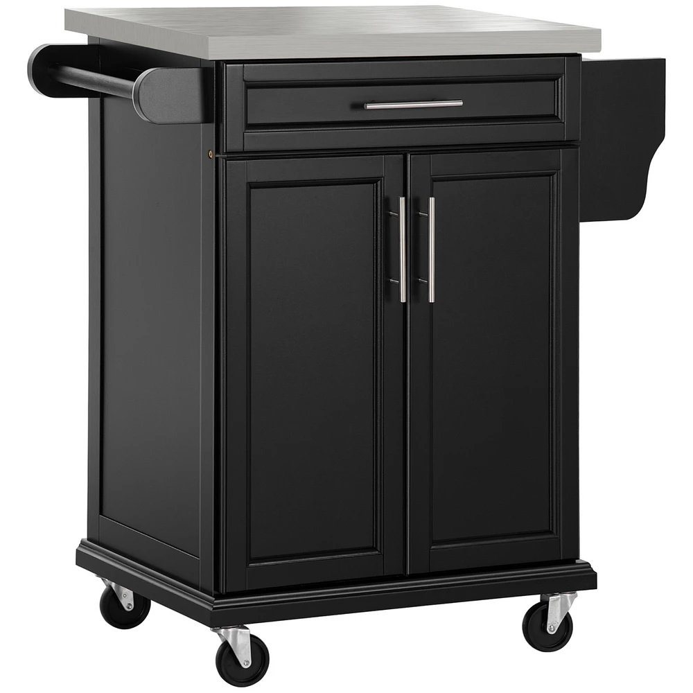 Streamdale Furniture Rolling Kitchen Island Cart with Stainless Steel Countertop and Storage