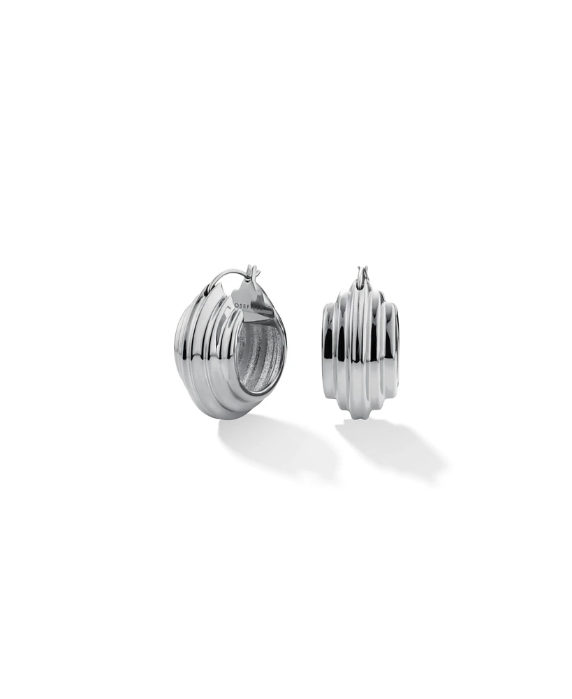 Rosefield Chunky Hoops In Rhodium Plated Stainless Steel