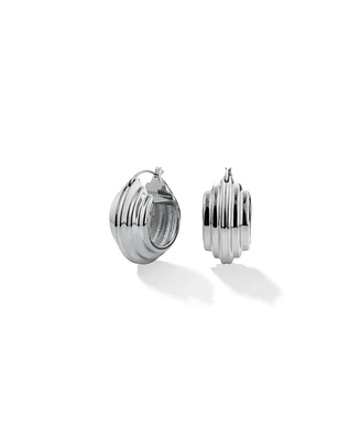 Rosefield Chunky Hoops In Rhodium Plated Stainless Steel