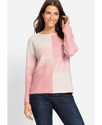 Olsen Women's Cotton Blend Ribbed Knit Sweater