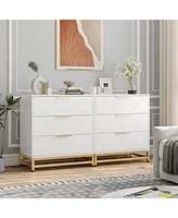 gaomon 3 Drawer Dresser, Wood Chest Drawers with Storage for Closet, Bedroom, Drawers Dresser Modern Bedside Nightstand with Gold Handles,white_15.8 x