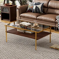 Modern Glass Coffee Table with Golden Legs