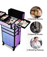 Byootique 4in1 Rolling Makeup Train Case Cosmetic Organizer Wheel Mermaid