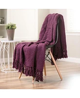 Chanasya Premium Fuzzy Textured Shiny Thread Soft Fluffy Throw Blanket Cozy Plush Luxurious Blanket for Sofa Chair Couch Bed Living Room with Fringed