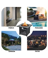 Sugift Square Propane Fire Pit Table with Lava Rocks and Rain Cover