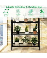 Sugift 3-Tier Scrollwork Designed Metal Plant Stand-Black