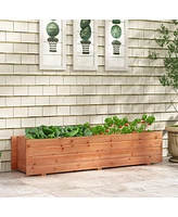 Sugift Fir Wood Planter Box with 2 Drainage Holes and 3 Added Bottom Crossbars-Orange