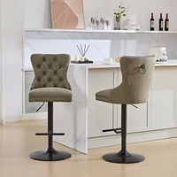 Aged Pu Swivel Barstools with Adjustable Height and Comfortable Backs (Set of 2)
